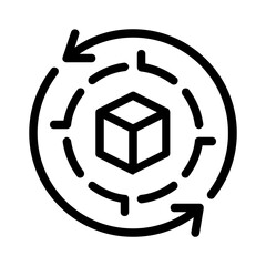 Cube with arrows circling it, perfect for business, technology, innovation, and abstract concepts in graphic design projects. Great for presentations.
