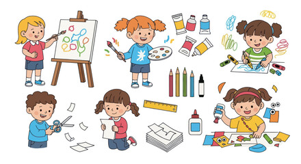 Children Engaging in Creative Arts and Crafts Activities.