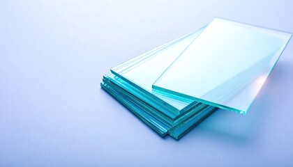 Stack of Frosted Glass Sheets with Depth Blur and Rim Lighting