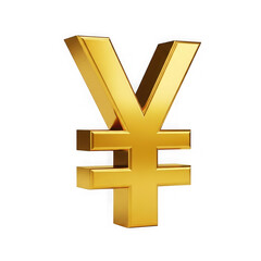 Obraz premium Golden yen currency symbol 3d render rich finance and investment symbol isolated on transparent background