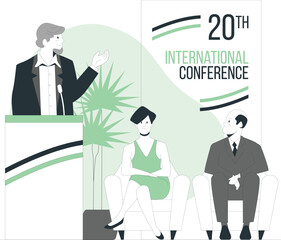 Speaker at a podium addressing an audience at the 20th International Conference event
