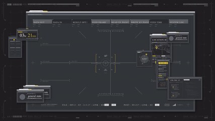 Futuristic HUD Interface: Dynamic Data Processing, Real-time Monitoring & Advanced System Control Panel Display - Powered by Adobe