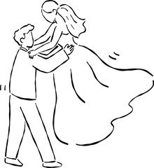 Bride and Groom, Whimsical Wedding illustration