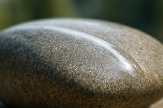 Macro photograph of a smooth, silane-coated stone surface with a reflective waterproof layer. The image highlights hydrophobic protection, surface sealing, and advanced nanotechnology in construction 