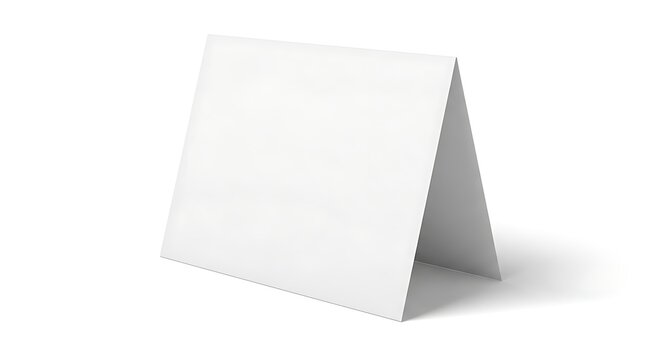 Blank White Table Tent Card Mockup on White Background.