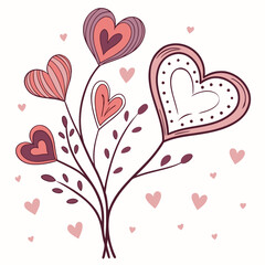 Hand-drawn heart shapes illustration vector scalable romantic love concept art