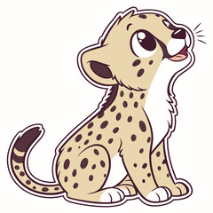 Adorable baby jaguar cub sticker illustration cute playful wild cat sitting vector graphic