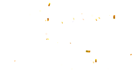 Falling isolated Gold Confetti. Glitter celebration PNG, Falling shiny gold confetti overlay on transparent background. 3d Rendering Transparent Confeti. Glossy golden festive tinsel. party, holiday,