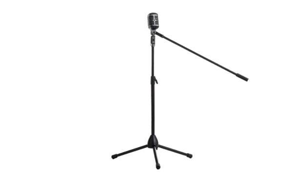 Camera on tripod, attached arm extending right. Black background