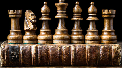 A symbolic still life of timeless objects: a well-used book, gardening gloves, and a chess piece in warm golden light.