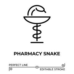 Vector line icon related to pharmacy snake. Perfect Line. Editable Stroke.
