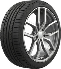 Obraz premium Close Up Of A High Performance Car Tire With A Detailed Alloy Wheel Against A Transparent Background Isolated To Allow Automotive Vehicle Transport Rubber Tread