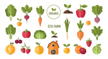 Obraz premium Vibrant Collection of Fresh Organic Farm Produce and Elements.