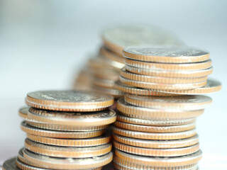 Stack of coins. In the concept of saving money and finance.