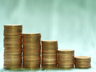 Stack of coins. In the concept of saving money and finance.