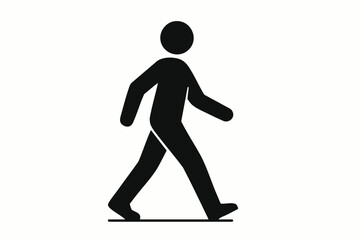 Simple black silhouette of a walking figure, representing movement, exercise, and daily activity