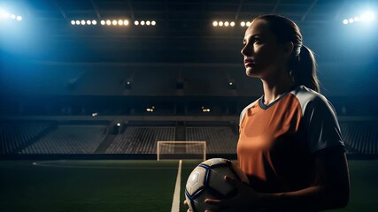 Female soccer player stadium ball goal professional sports competitive athletic game - Powered by Adobe