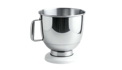 Metal stand mixer bowl, chrome interior, white base & handle