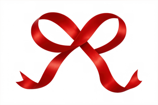 Red bow creating festive decoration for celebrating holidays, gifts, and special occasion packaging on transparent background