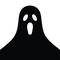 Cartoon Ghost Icon Representing Halloween Spirit with Surprised Expression