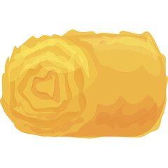 Golden Hay Bale Icon with Textured Swirls on Transparent Background