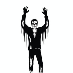 Spooky Halloween Skeleton Character with Outstretched Arms, Perfect for Haunted Themes and Seasonal Decorations