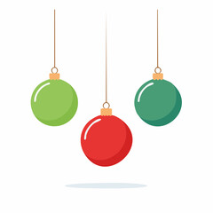 Colorful Christmas Ornaments, Simple Holiday Design, Vector