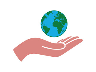 A hand gently holds the earth symbol, an image that illustrates the importance of protecting the earth.