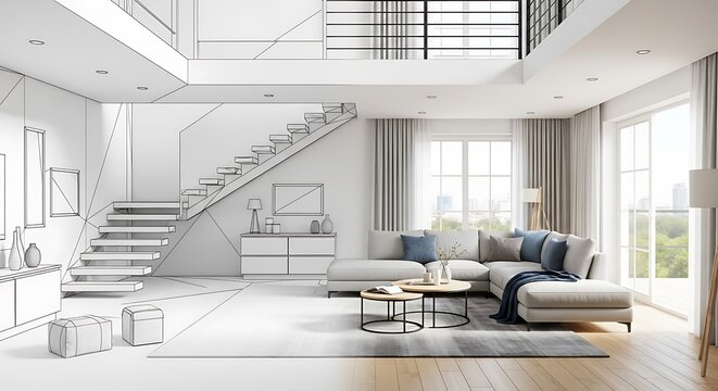 modern living room with white furniture