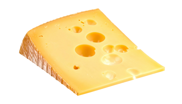 Yellow cheese wedge with large holes