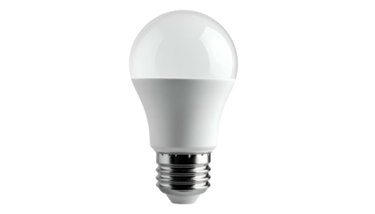 Isolated LED bulb against black background, bright, white and clean