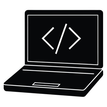 minimal vector illustration of a laptop with codi