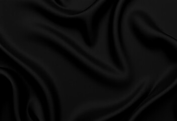 Obraz premium Deep black textile, subtly wavy, luxurious opaque fabric texture, smooth, drapery