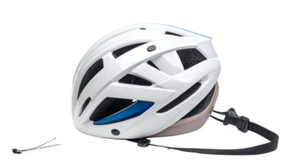 White cycling helmet with vents on a black background