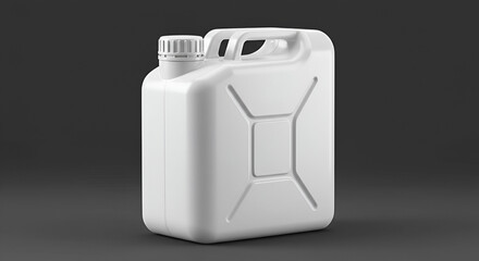 Realistic white plastic jerrycan container isolated on gray background studio shot