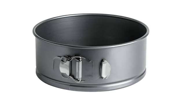 Round springform pan, gray, with latching clasp