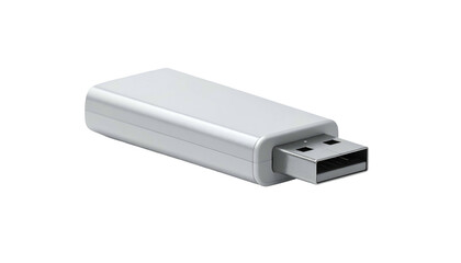 White, rectangular USB dongle viewed at an angle against a black backdrop