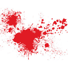 Abstract red paint splatter on black background, creating a bold and intense artistic contrast.