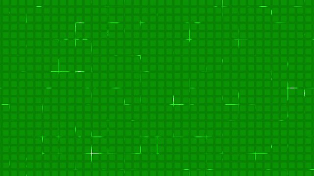 Line motion animates futuristic green grid with glowing white plus signs. Suitable for technology, innovation, digital concepts in presentations.