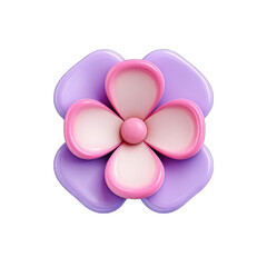 Fototapeta premium 3D cartoon flower, lavender petals, pink accents
