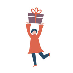 プレゼント持ち上げる女の子
