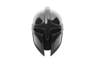 Glossy Black Sci-Fi Helmet isolated on transparent background.