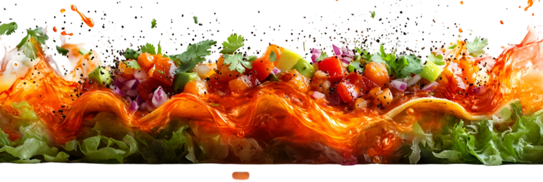 Assortment of colorful cooked food items