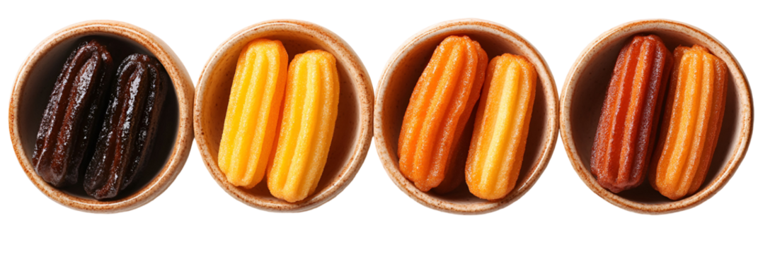 Assortment of colorful pasta types in transparent background