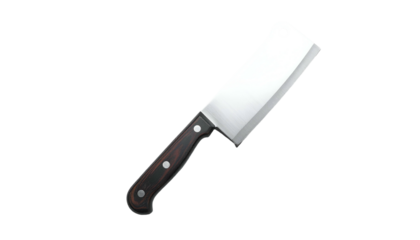 Cleaver Silver blade with black handle on dark background