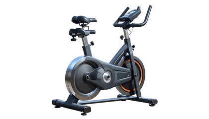 Exercise bicycle on a black background, angled slightly