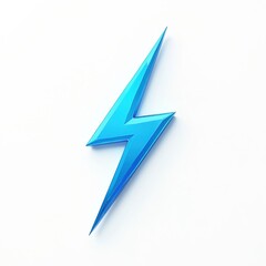 Illustration features blue lightning bolt on white backdrop. Minimalist design shows energy power or speed. Graphic element ideal for tech design logos or modern digital concepts.