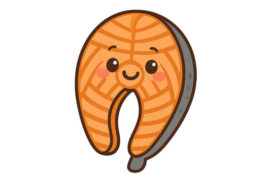 cute salmon slice cartoon character clip art preview