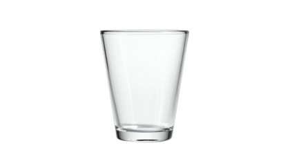 Empty, clear drinking glass, short tumbler on a black background