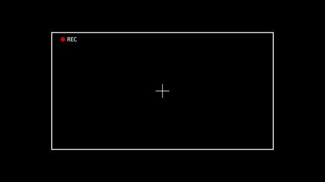 Camera screen recording with black screen. frame of the video camera screen in 4k resolution.